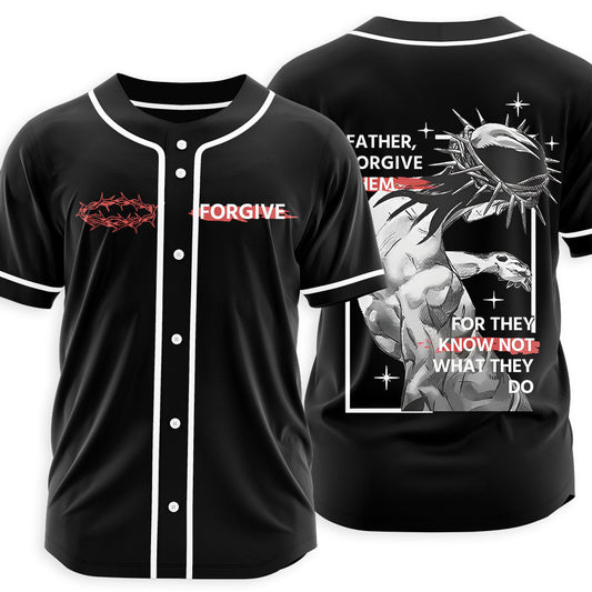 Father, Forgiven Them Christian Black Baseball Jersey